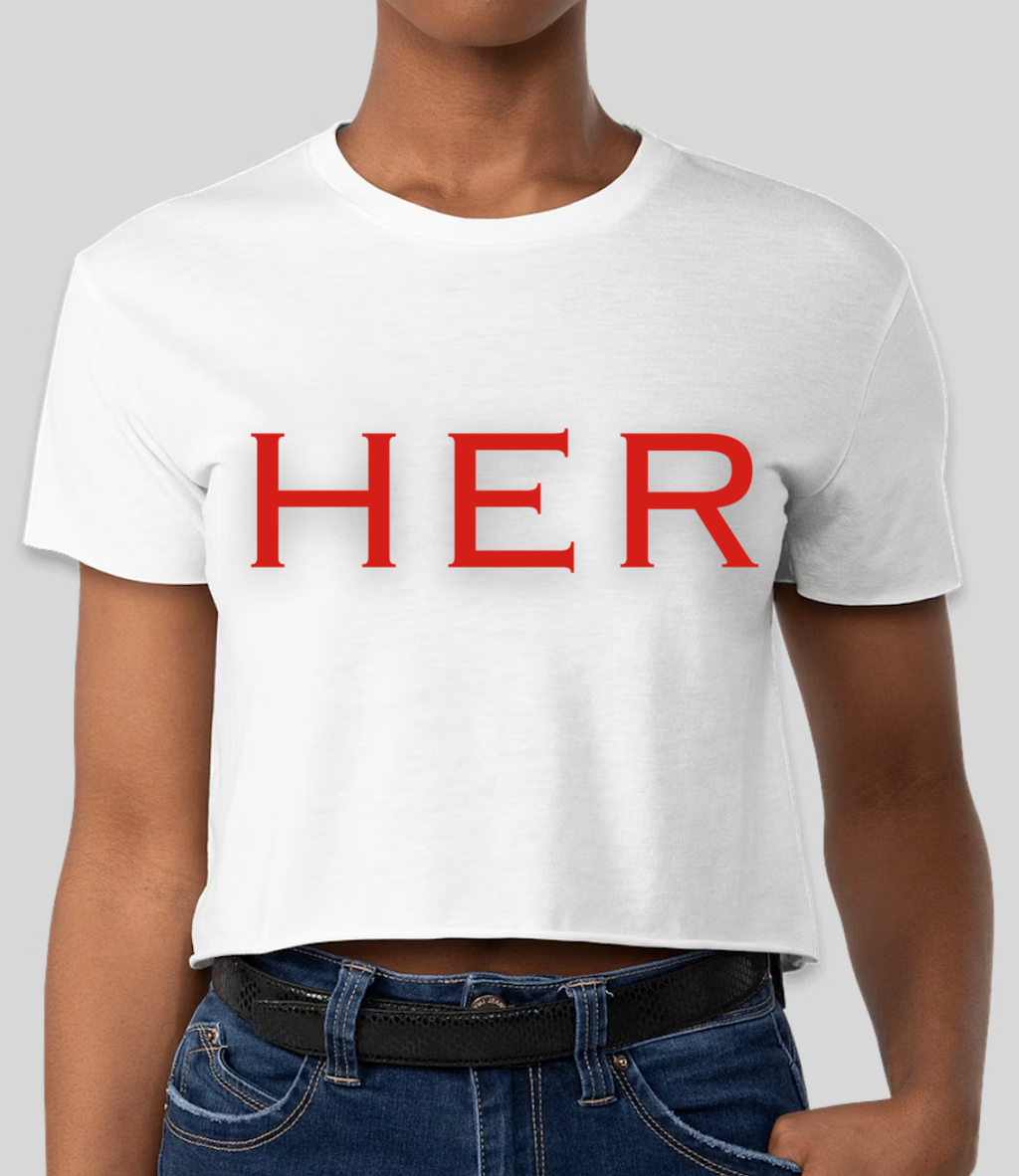 Smart Love HER Red Cropped White Tee