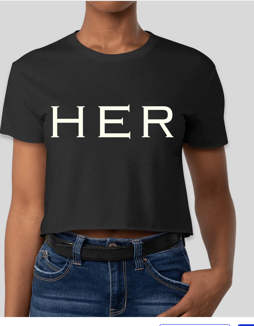 Smart Love HER White Black Cropped Tee